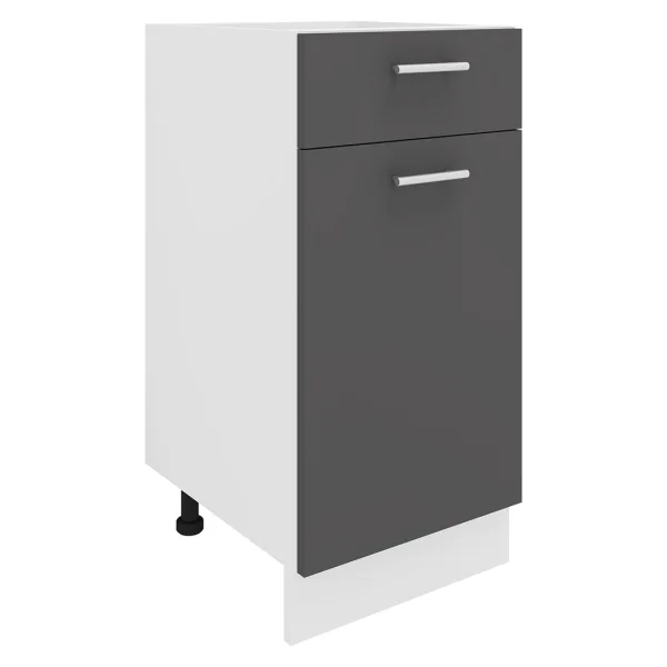 Esilo Küchenunterschrank 40 cm 1 Tür, 1 Schublade weiß, grau.