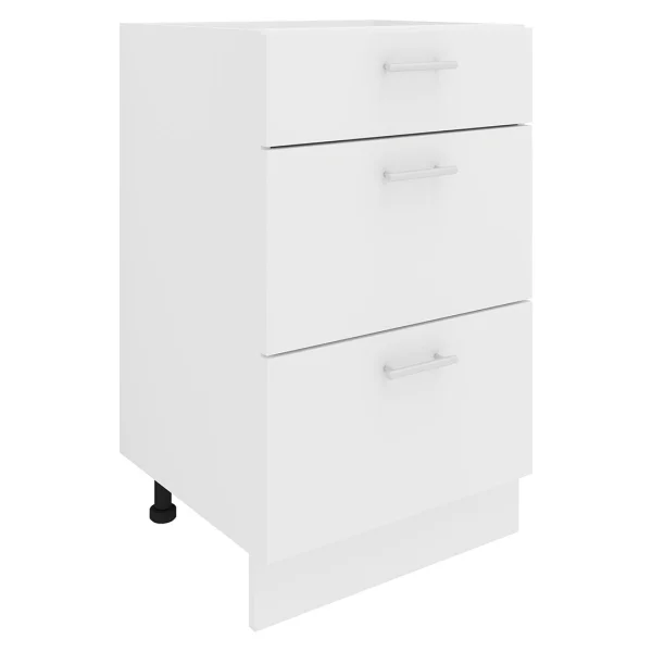 Esilo Küchenunterschrank 50 cm 3 Schubladen weiß.