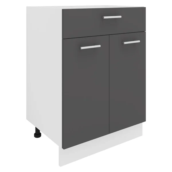 Esilo Küchenunterschrank 60 cm 2 Türen, 1 Schublade weiß, grau.