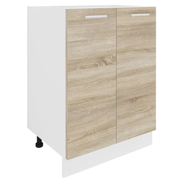 Esilo Küchenunterschrank 60 cm 2 Türen weiß, Eiche Dekor.