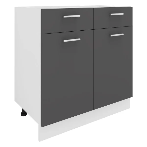 Esilo Küchenunterschrank 80 cm 2 Türen, 1 Schublade weiß, grau.