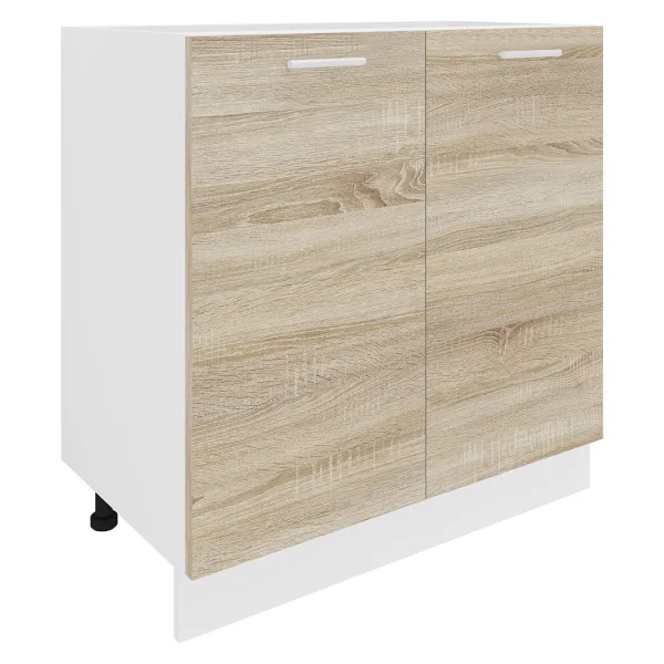 Esilo Küchenunterschrank 80 cm 2 Türen weiß, Eiche Dekor.