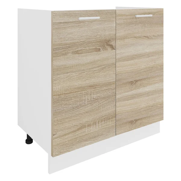 Esilo Küchenunterschrank 80 cm für Spüle weiß, Eiche Dekor.