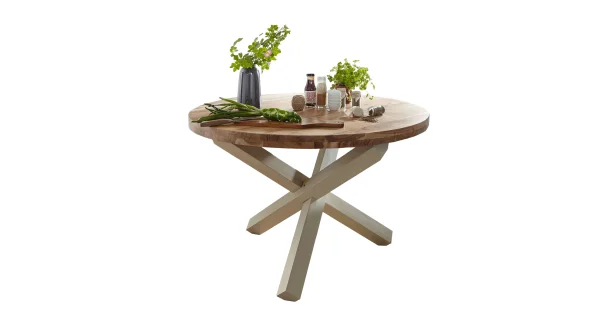 Esstisch 120 cm rund Akazie massiv lackiert - BALDUR