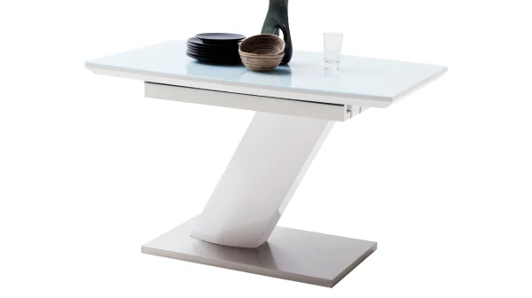 Esstisch 140 - 180 cm ausziehbar weiß hochglanz - GELINA
