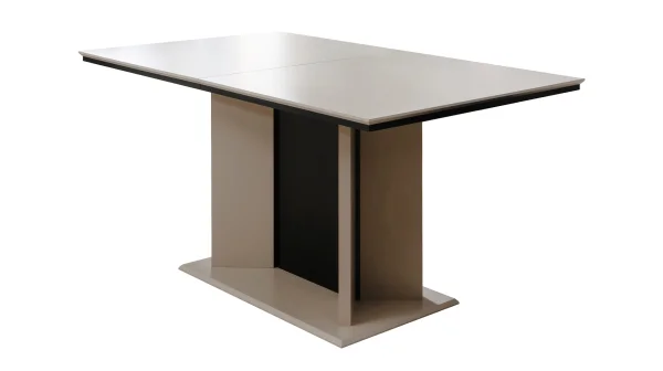 Esstisch 160 - 200 cm ausziehbar beige schwarz Säulentisch - ARONA