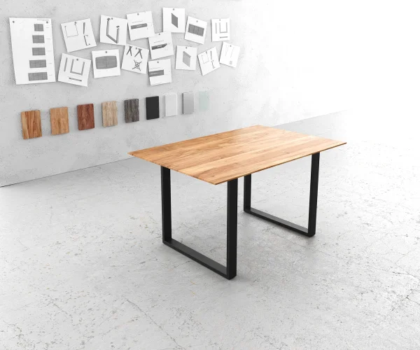 Esstisch Edge 140x90 Akazie Natur Metall Schmal schwarz Schweizer Kante
