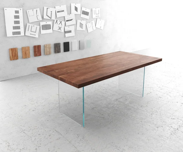 Esstisch Edge 200x100 XL Akazie Braun Glas