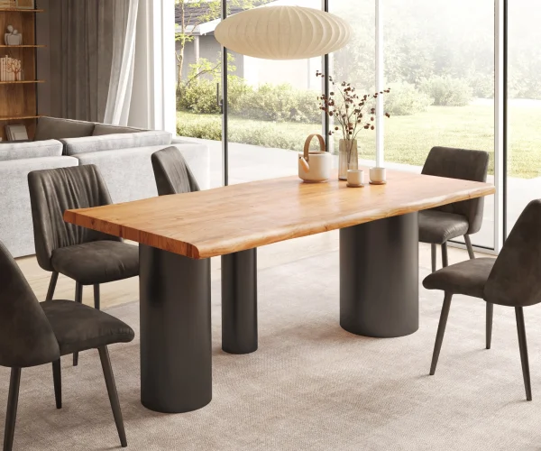 Esstisch Edge 200x100 XL Akazie Natur Troa Metall Schwarz Live-Edge