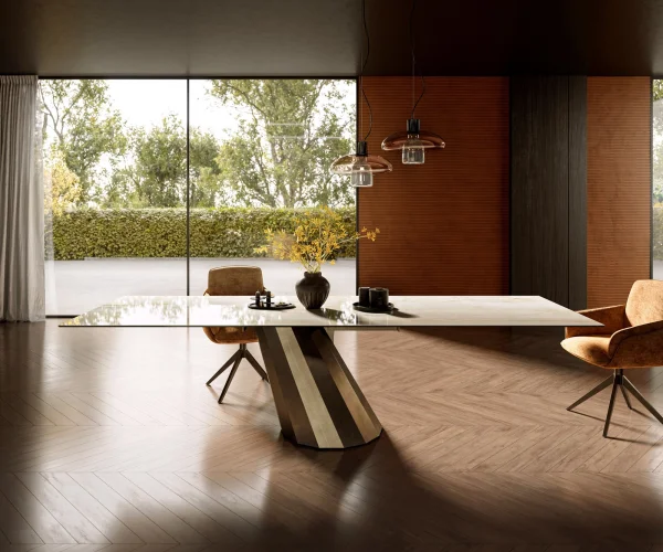 Esstisch Edge 300x100 Keramik Laminam® Onice Oro ?Parabel Metallic Gold