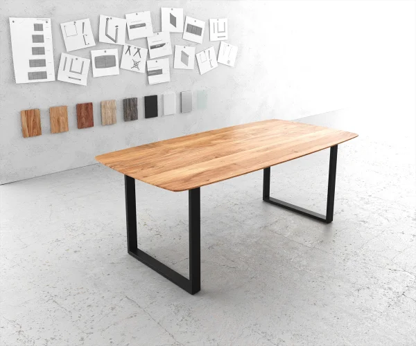 Esstisch Edge Boot 200x100 Akazie Natur Metall Schmal schwarz Schweizer Kante