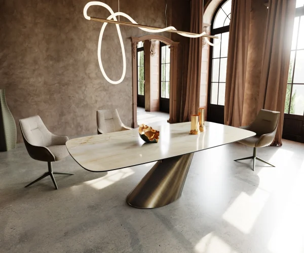 Esstisch Edge Boot 240x120 Keramik Iris FMG Onice Oro Cono Metallic Gold