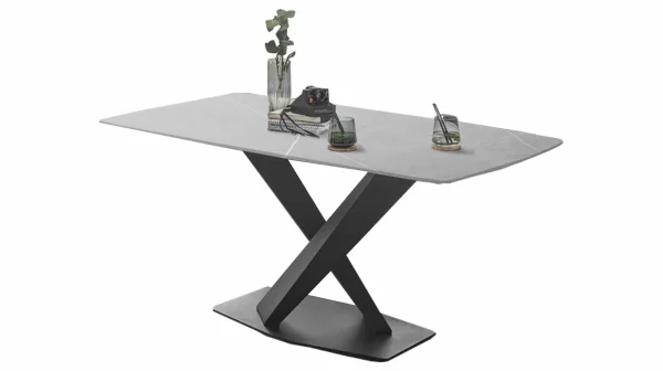 Esstisch Keramik grau 180 cm mit Marmor-Optik - VENTURA