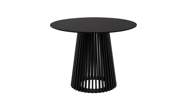 Esstisch rund 100 cm schwarz - Lamellen-Sockel - GARLE