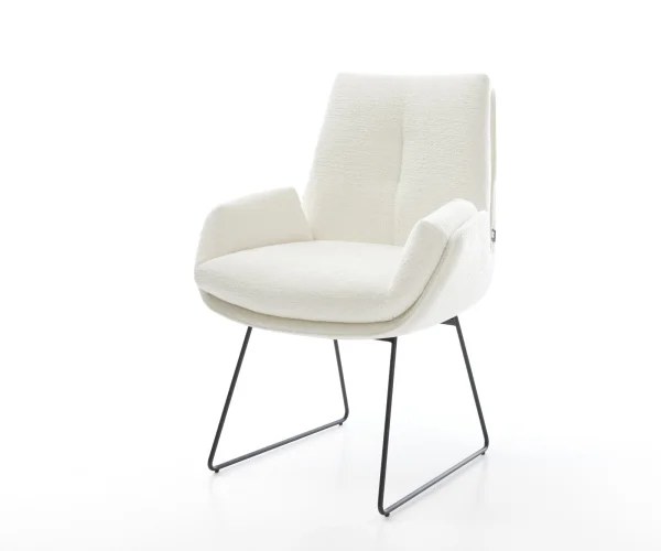 Esszimmerstuhl Clea-Flex Bouclé Soft Beige Kufengestell Schwarz