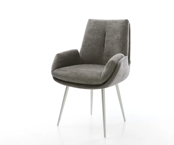 Esszimmerstuhl Clea-Flex Bouclé Soft Schlamm 4-Fuß konisch Edelstahl