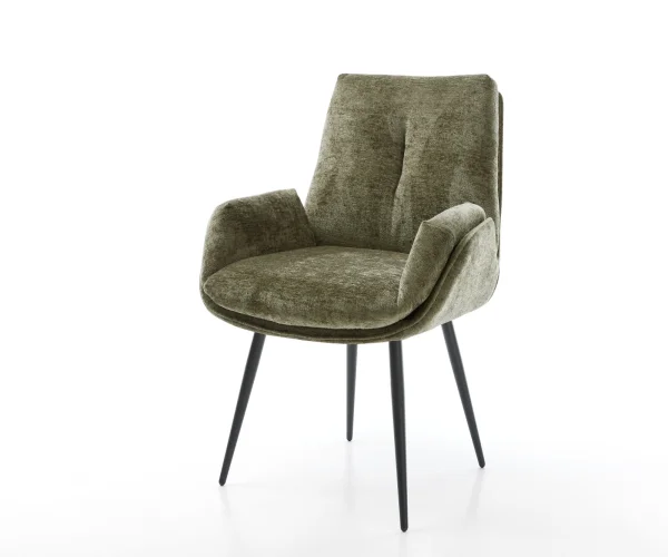 Esszimmerstuhl Clea-Flex Chenille Olive 4-Fuß konisch Schwarz