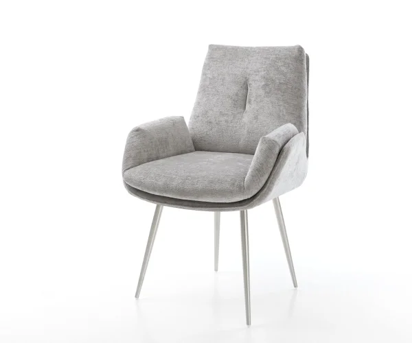 Esszimmerstuhl Clea-Flex Chenille Silbergrau 4-Fuß konisch Edelstahl