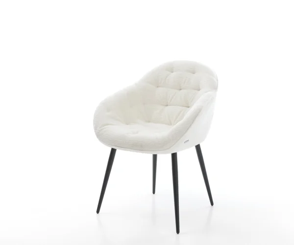 Esszimmerstuhl Gaio-Flex Bouclé Soft Beige 4-Fuß konisch Schwarz