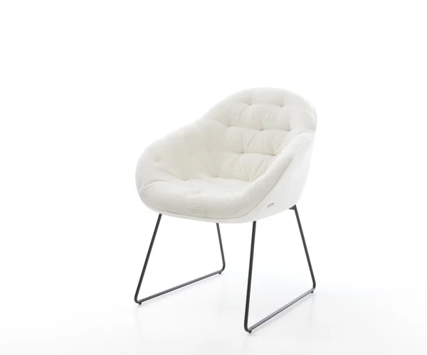 Esszimmerstuhl Gaio-Flex Bouclé Soft Beige Kufengestell Schwarz