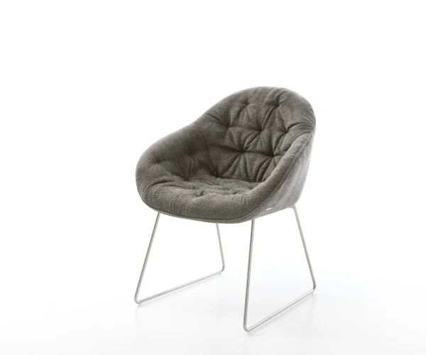 Esszimmerstuhl Gaio-Flex Bouclé Soft Schlamm Kufengestell Edelstahl