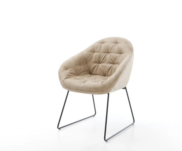 Esszimmerstuhl Gaio-Flex Mikrofaser Beige Vintage Kufengestell Schwarz