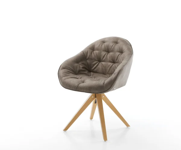 Esszimmerstuhl Gaio-Flex Mikrofaser Taupe Vintage Holzgestell kantig Natur
