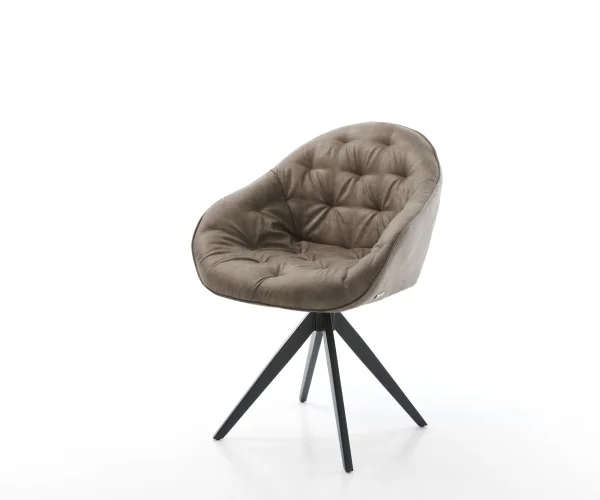 Esszimmerstuhl Gaio-Flex Mikrofaser Taupe Vintage Kreuzgestell kantig Schwarz