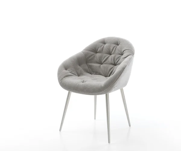 Esszimmerstuhl Gaio-Flex Strukturstoff Soft Grau 4-Fuß konisch Edelstahl