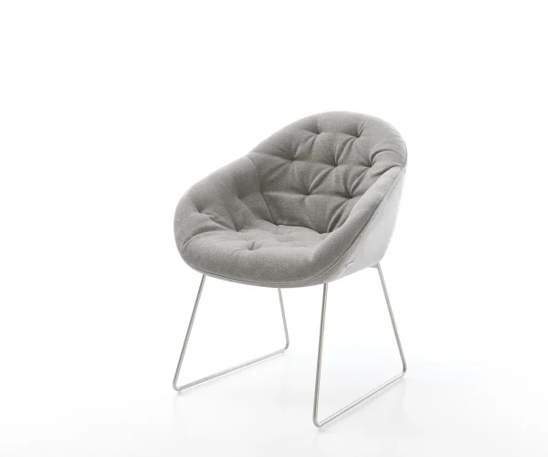 Esszimmerstuhl Gaio-Flex Strukturstoff Soft Grau Kufengestell Edelstahl