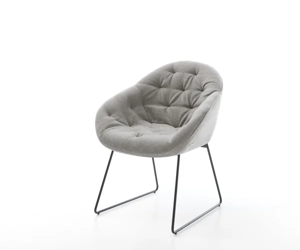 Esszimmerstuhl Gaio-Flex Strukturstoff Soft Grau Kufengestell Schwarz