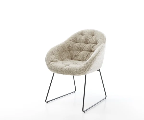 Esszimmerstuhl Gaio-Flex Webstoff Soft Beige Kufengestell Schwarz