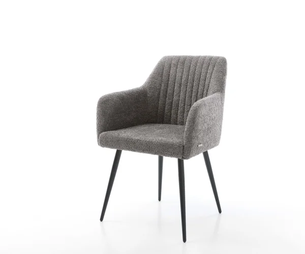 Esszimmerstuhl Greg-Flex Bouclé Grau 4-Fuß konisch Schwarz