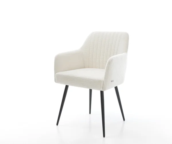 Esszimmerstuhl Greg-Flex Bouclé Soft Beige 4-Fuß konisch Schwarz Taschenfederkern