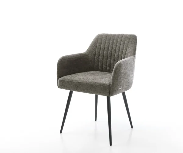 Esszimmerstuhl Greg-Flex Bouclé Soft Schlamm 4-Fuß konisch Schwarz Taschenfederkern