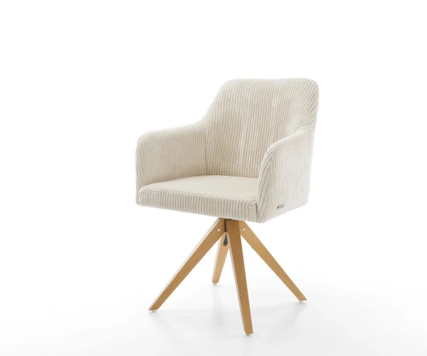 Esszimmerstuhl Greg-Flex Cord Beige Holzgestell kantig Natur Taschenfederkern