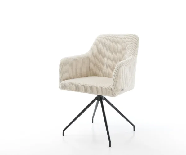 Esszimmerstuhl Greg-Flex Cord Beige Kreuzgestell konisch Schwarz Taschenfederkern