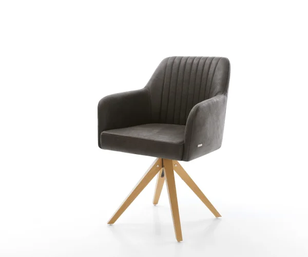 Esszimmerstuhl Greg-Flex Mikrofaser Anthrazit Vintage Holzgestell kantig Natur Taschenfederkern