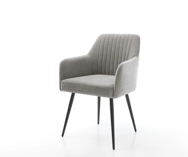 Esszimmerstuhl Greg-Flex Strukturstoff Soft Grau 4-Fuß konisch Schwarz Taschenfederkern