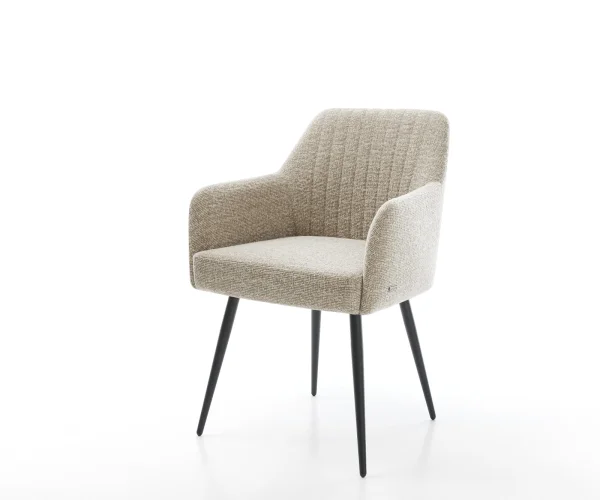 Esszimmerstuhl Greg-Flex Webstoff Soft Beige 4-Fuß konisch Schwarz Taschenfederkern