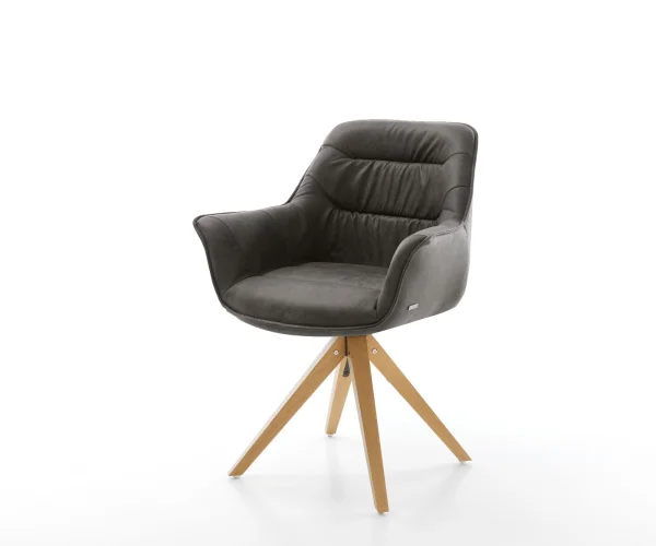Esszimmerstuhl Kaira-Flex Mikrofaser Anthrazit Vintage Holzgestell kantig Natur