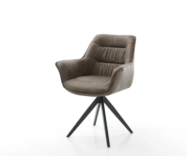 Esszimmerstuhl Kaira-Flex Mikrofaser Taupe Vintage Kreuzgestell kantig Schwarz