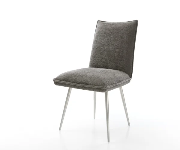 Esszimmerstuhl Lelio-Flex Bouclé Soft Schlamm 4-Fuß konisch Edelstahl Taschenfederkern