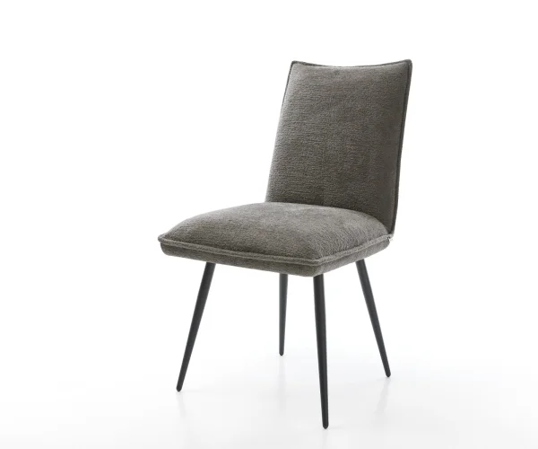 Esszimmerstuhl Lelio-Flex Bouclé Soft Schlamm 4-Fuß konisch Schwarz Taschenfederkern