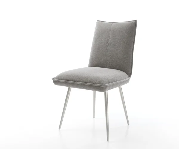 Esszimmerstuhl Lelio-Flex Strukturstoff Soft Grau 4-Fuß konisch Edelstahl Taschenfederkern