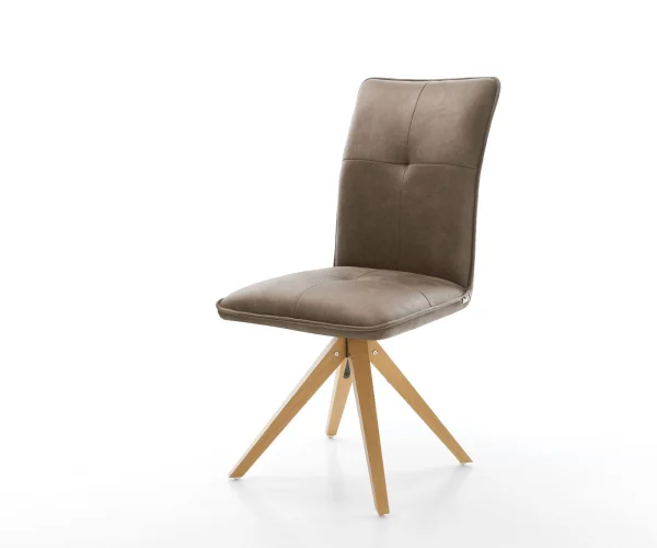 Esszimmerstuhl Maddy-Flex Mikrofaser Taupe Vintage Holzgestell kantig Natur