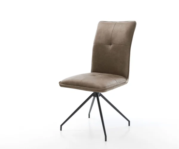 Esszimmerstuhl Maddy-Flex Mikrofaser Taupe Vintage Kreuzgestell konisch Schwarz