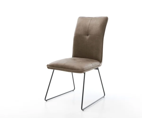 Esszimmerstuhl Maddy-Flex Mikrofaser Taupe Vintage Kufengestell Schwarz