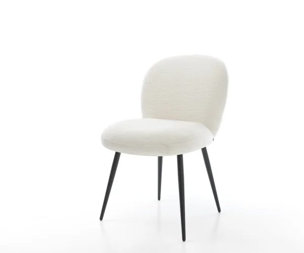 Esszimmerstuhl Nube-Flex Bouclé Soft Beige 4-Fuß konisch Schwarz Taschenfederkern