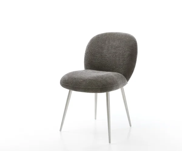 Esszimmerstuhl Nube-Flex Bouclé Soft Schlamm 4-Fuß konisch Edelstahl Taschenfederkern